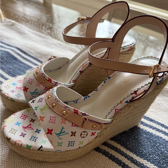 Louis Vuitton Multicolor Monogram Wedges - Picture 1 of 4